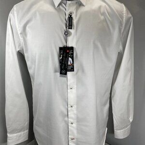 Au Noir McQueen Modern Fit Button Down Shirt • Size L • White/Black